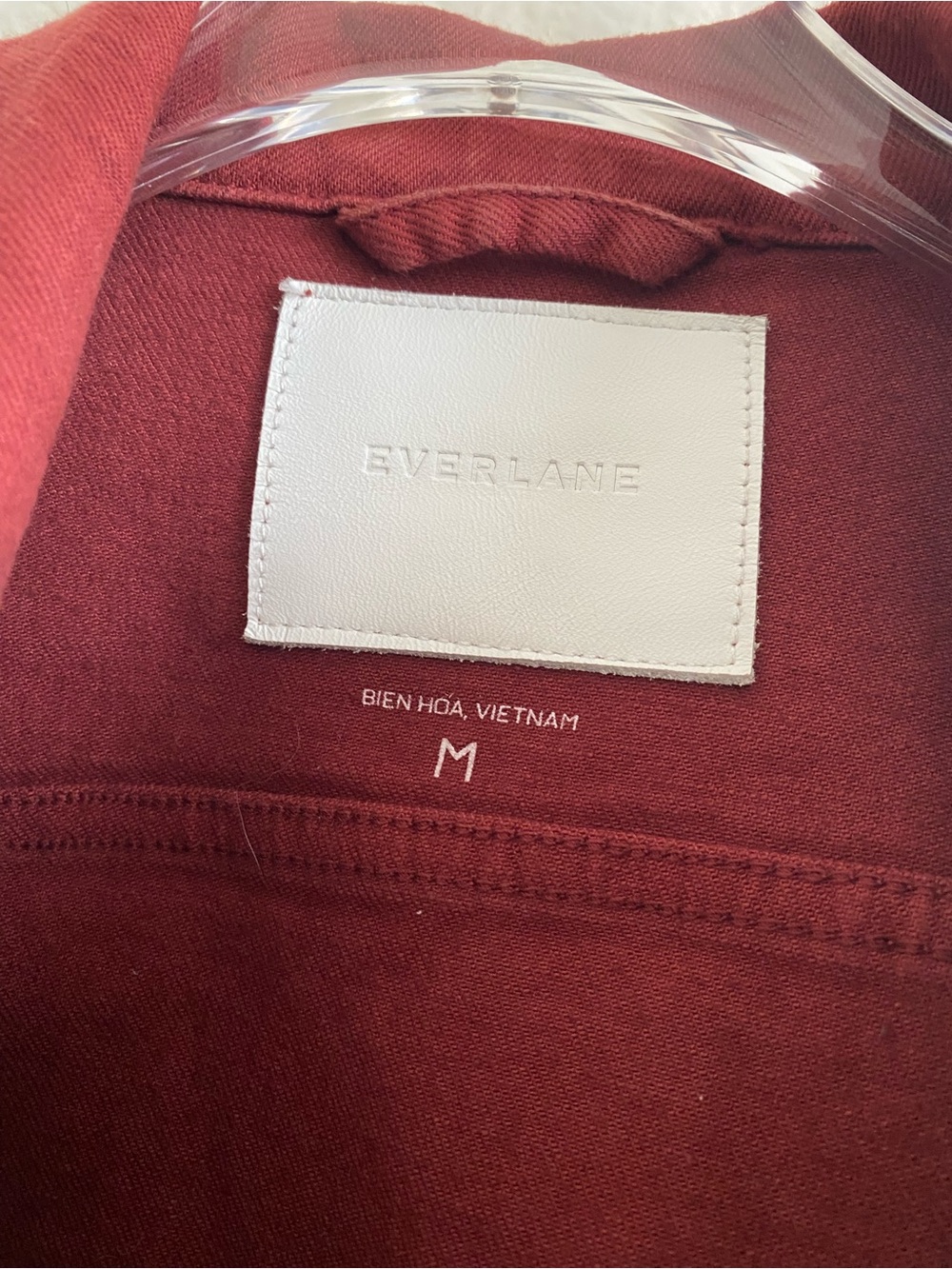 Everlane The Shrunken Denim Jacket Limited Edition 01 Cropped Burgundy - Picture 3 of 4